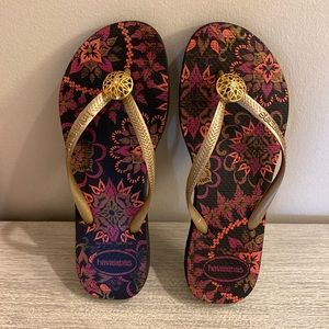 Havianas Gold Flip Flops